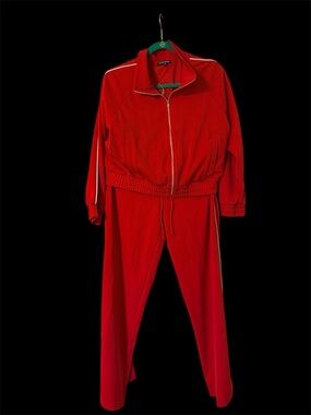 Whatever Forever Red Track Pants with Side Stripe